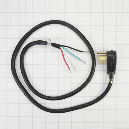 Kitchenaid 8171381RC 6' Black Electric Dryer Power Cord with 30-amp, 4-Wire, and 4 ring terminal connectors with right-angle plug