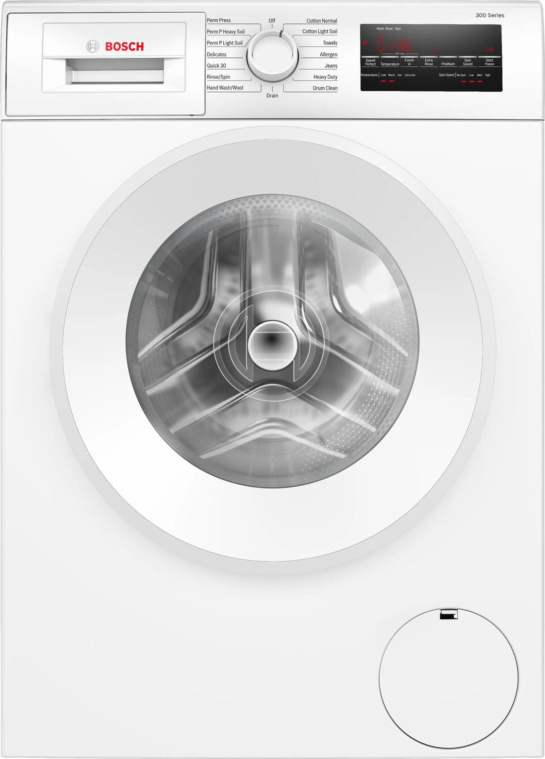 Bosch WGA14400UC 300 Series, washing machine, frontloader fullsize, 1400 rpm, White