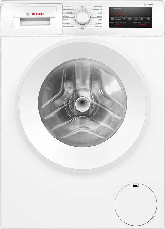 Bosch WGA14400UC 300 Series, washing machine, frontloader fullsize, 1400 rpm, White