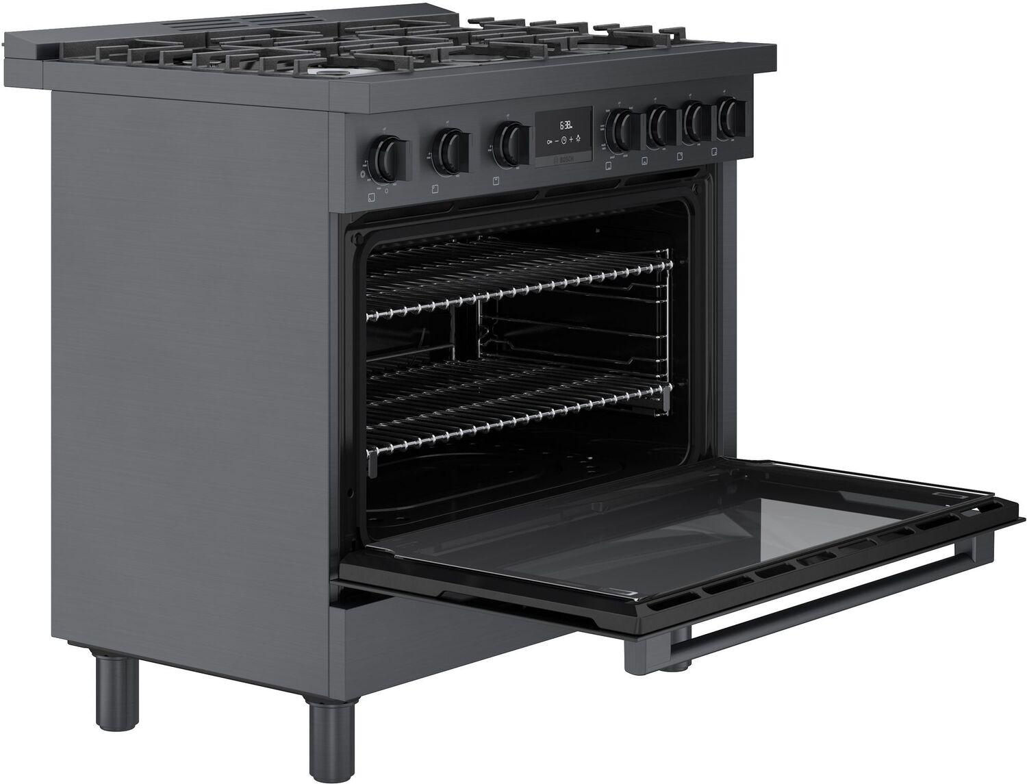 Bosch HDS8645U 800 Series Dual Fuel Freestanding Range 36" Black Stainless Steel