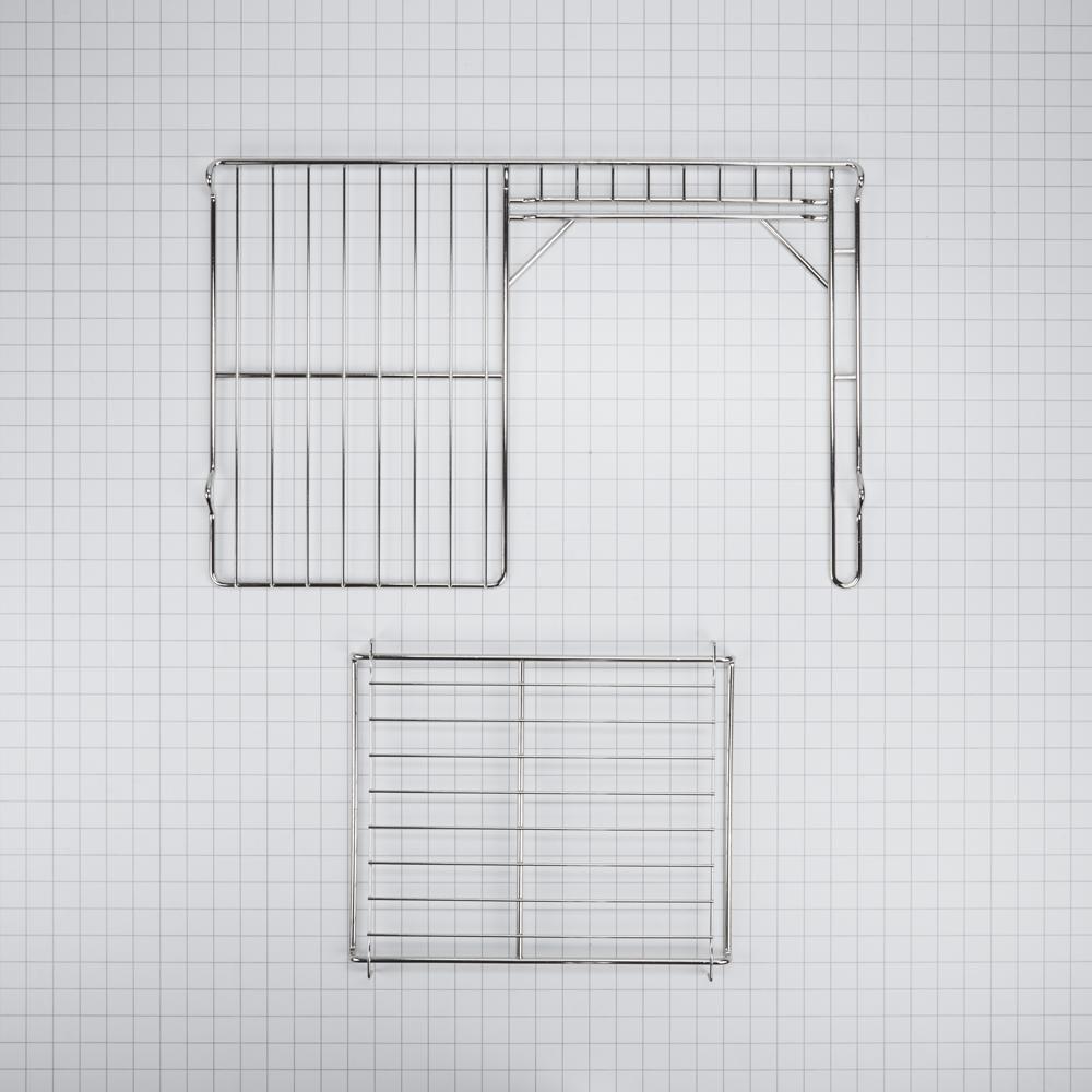 Whirlpool 4396927 24" L x 15 3/4" D Split Oven Rack, Stainless Steel, half-shelf design, with 11 1/4" L x 14" D removable rack section
