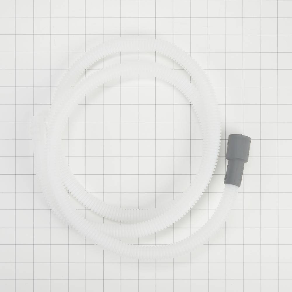 Kitchenaid 8269144A Dishwasher Drain Hose Extension, White-colored, with 6' flexible corrugated plastic hose for tall tub models