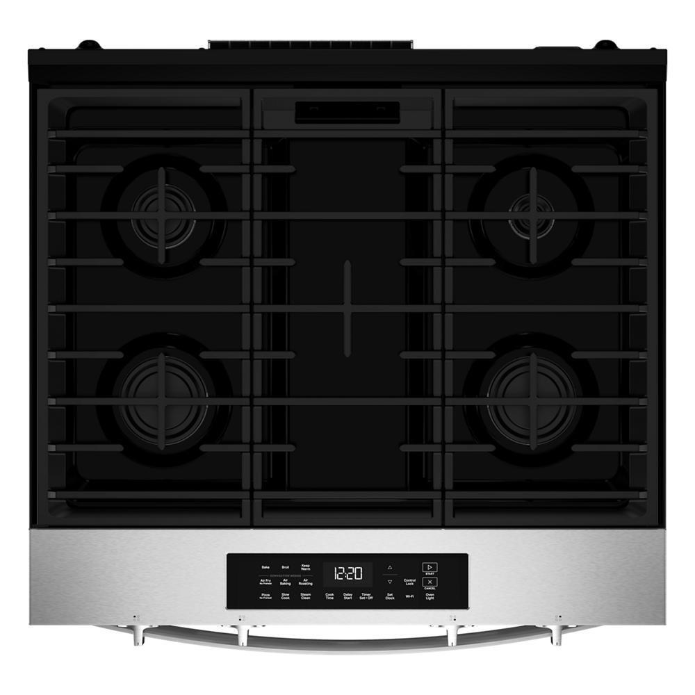 Whirlpool WSGS4530TS 30-inch Gas Smart Range with Air Cooking Technology and Steam Clean