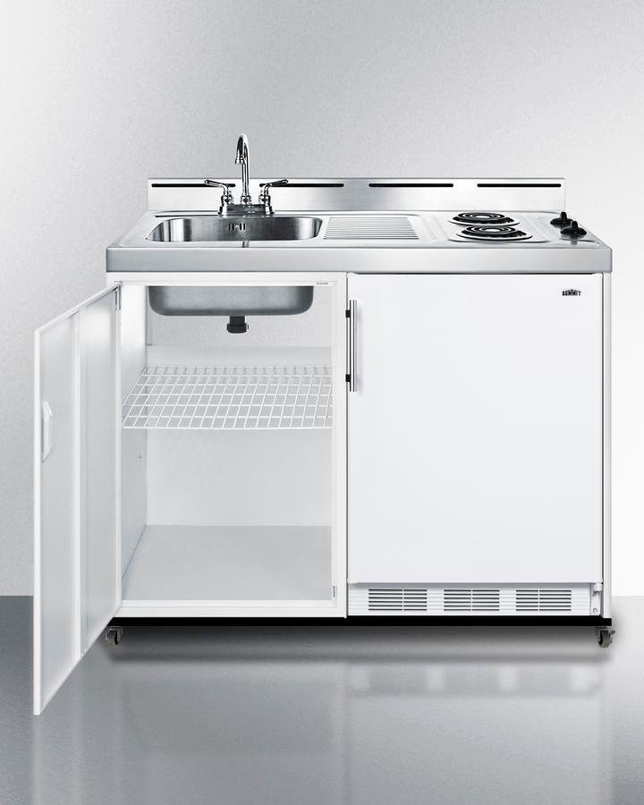 Summit C48ELPUMPMB 48" Wide Mobile All-in-one Kitchenette, No Plumbing Needed