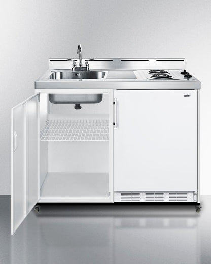 Summit C48ELPUMPMB 48" Wide Mobile All-in-one Kitchenette, No Plumbing Needed