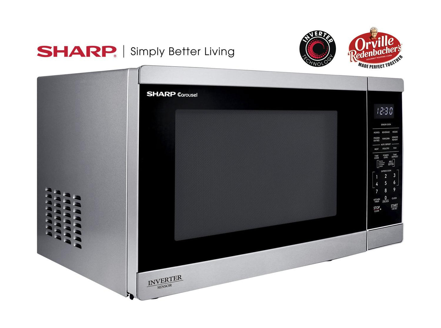 SMC1464KS Sharp 1.4 cu. ft. 1100W Stainless Steel Countertop Microwave Oven with Inverter Technology