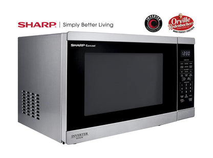 SMC1464KS Sharp 1.4 cu. ft. 1100W Stainless Steel Countertop Microwave Oven with Inverter Technology