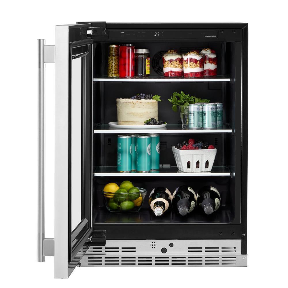 Kitchenaid KURL524SPS 24" Undercounter Refrigerator with Glass Door and Shelves with Metallic Accents
