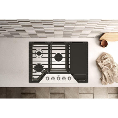 Whirlpool WCGK7530PS 30-inch Gas Cooktop with 5 Burners and EZ-2-Lift™ Hinged Cast-Iron Grates and Griddle