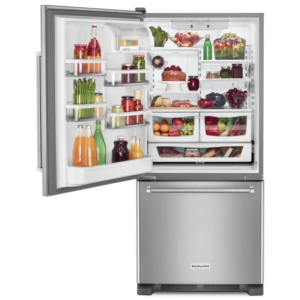 Kitchenaid KRBL109ESS 19 cu. ft. 30-Inch Width Full Depth Non Dispense Bottom Mount Refrigerator