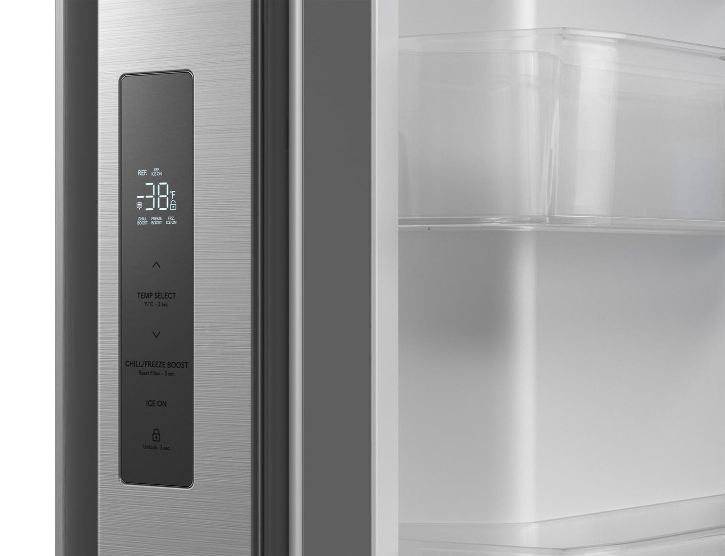 Sharp SJF2955MS 28.9 cu.ft. Standard Depth 36 in. French 3-Door Refrigerator with Water Dispenser in Stainless Steel
