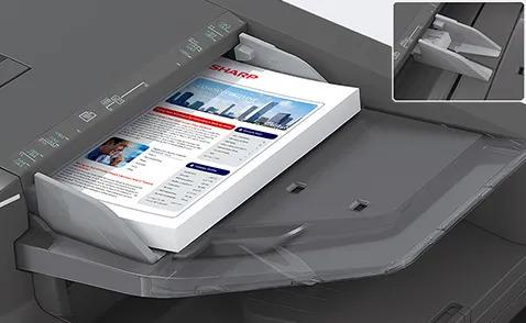 Sharp MX8081 MX-8081 Color Networked Digital Multifunction Printer Prints up to 80 pages per minute , copy, scan, fax Maximum paper capacity of 8,500 sheets Exceptional Image Quality with 1200 x 1200 dpi print resolution