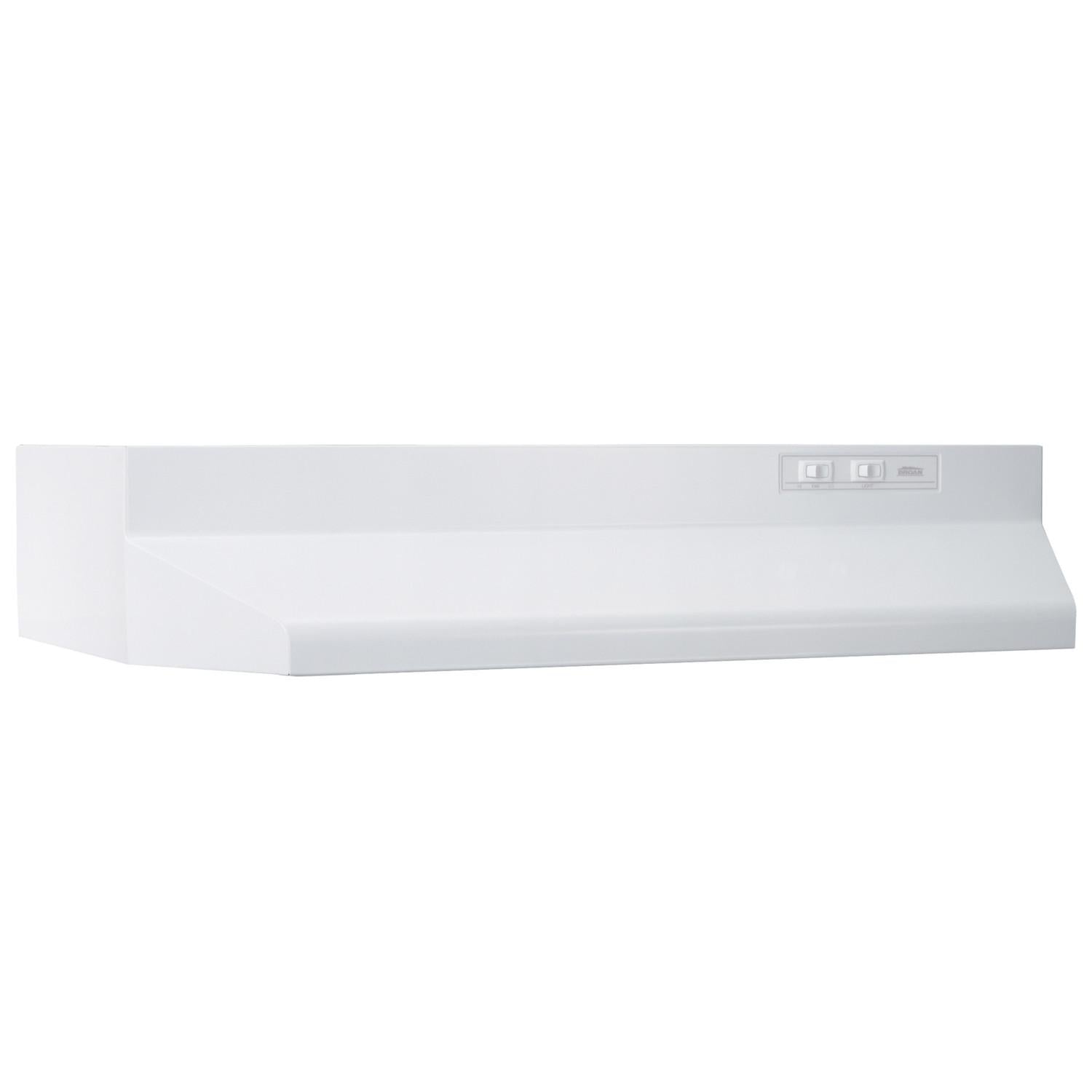 Broan® 30-Inch Ducted Under-Cabinet Range Hood w/ Easy Install System, 210 Max Blower CFM, White