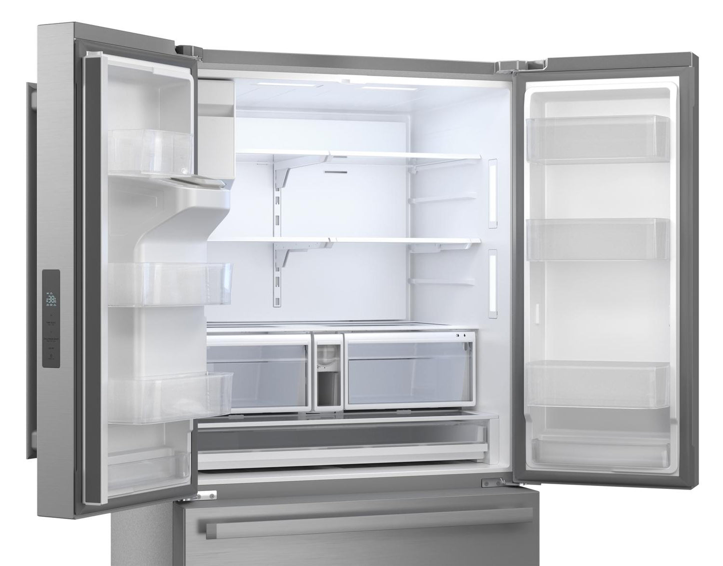 Sharp SJF2955MS 28.9 cu.ft. Standard Depth 36 in. French 3-Door Refrigerator with Water Dispenser in Stainless Steel