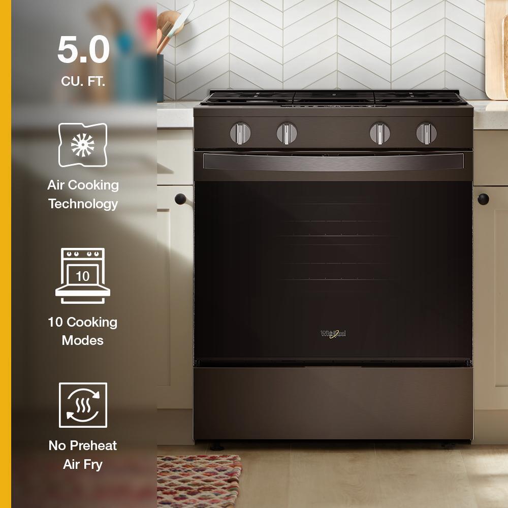 Whirlpool WSGS4530TV 30-inch Gas Smart Range with Air Cooking Technology and Steam Clean