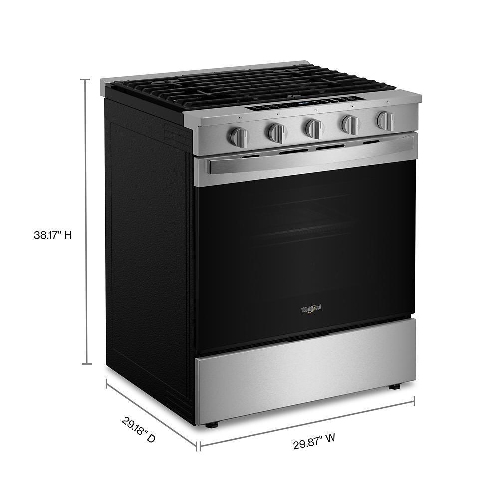 Whirlpool WSGS7530RZ 30-inch Smart Slide In Gas Range with Air Cooking Technology, No Preheat Air Fry, Steam/Self Clean and High Speed Preheat