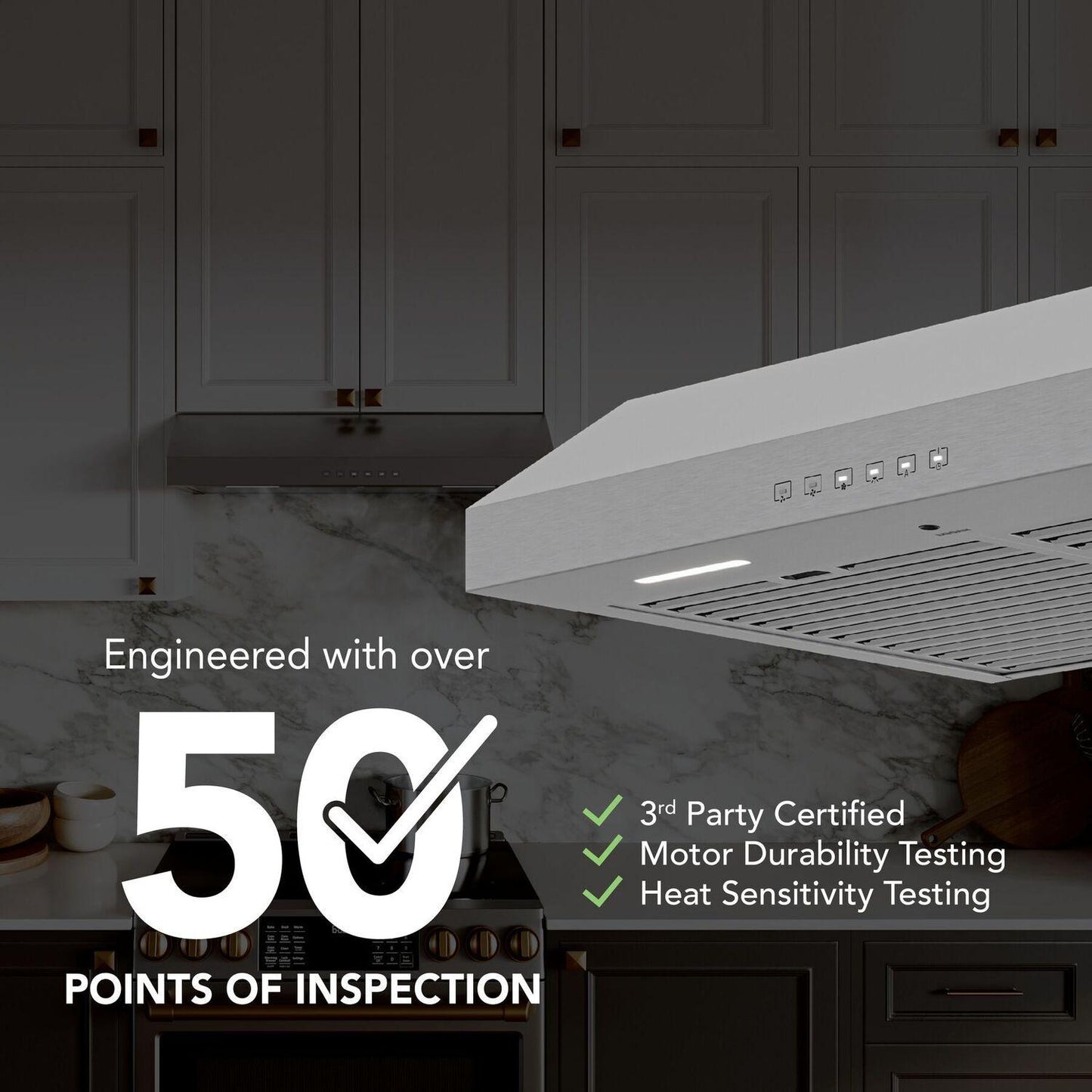 Broan GLA3364SS Glacier 36-Inch 490 MAX Blower CFM 1.0 Sones Stainless Range Hood