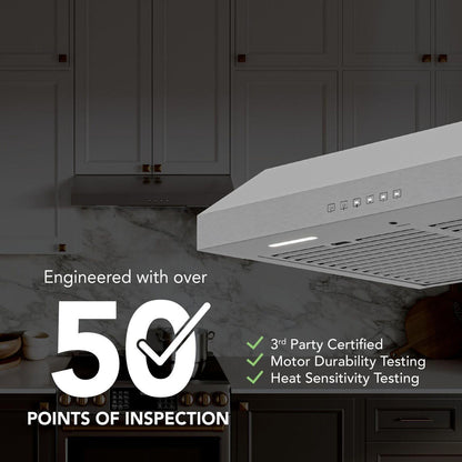 Broan GLA3364SS Glacier 36-Inch 490 MAX Blower CFM 1.0 Sones Stainless Range Hood