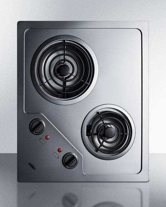 Summit CR2B224S 21" Wide 230v 2-burner Coil Cooktop