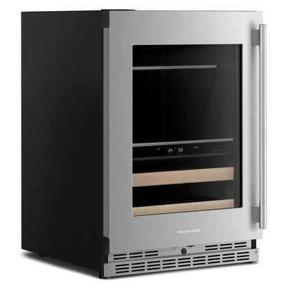 Kitchenaid KUBL524SPS 24" Beverage Center with Glass Door and Wood-Front Racks