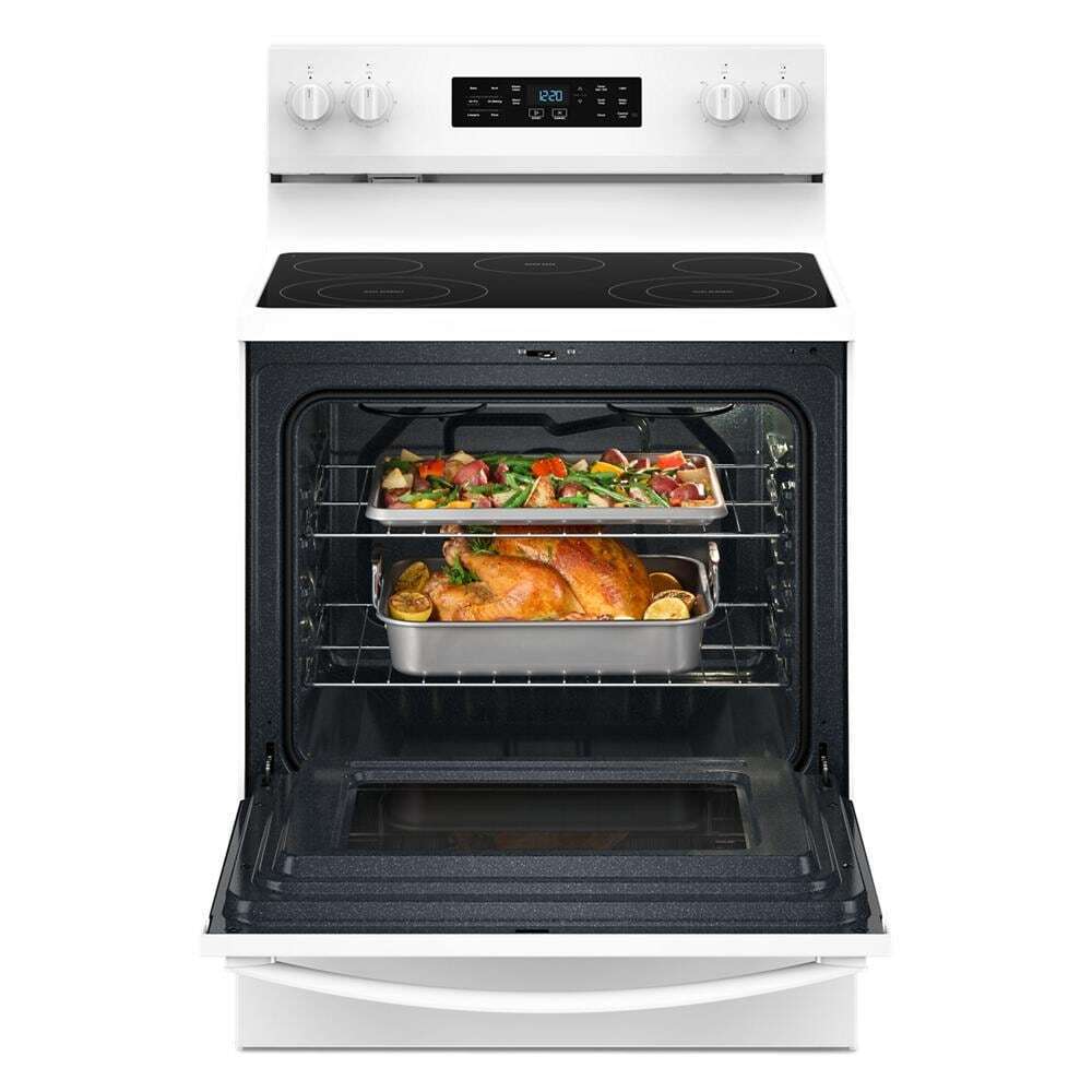 Whirlpool WFES4530SW 30-inch Electric Range with Air Cooking Technology and Steam Clean