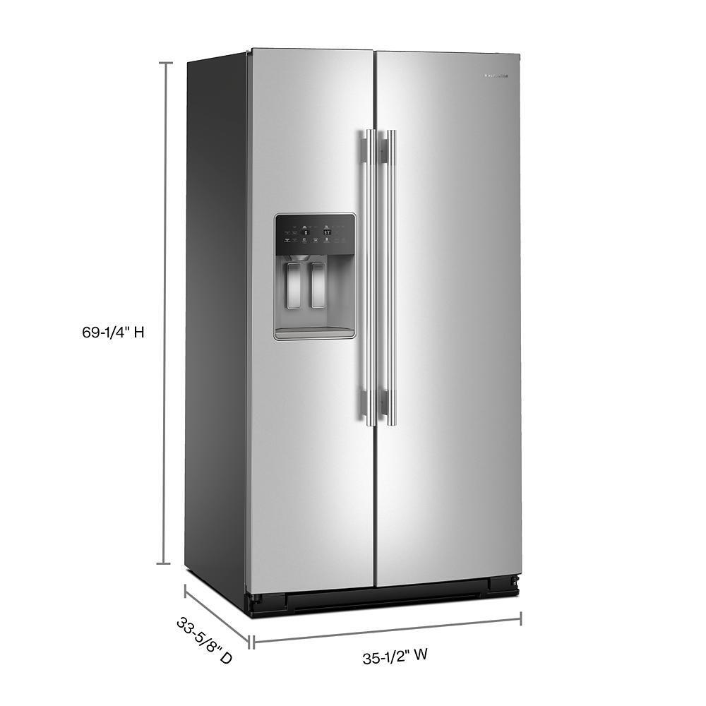 Kitchenaid KRSF336RPS 28.7 Cu. Ft. Side-by-Side Refrigerator with Exterior Ice and Water Dispenser and Removable Under-Shelf Wine Rack
