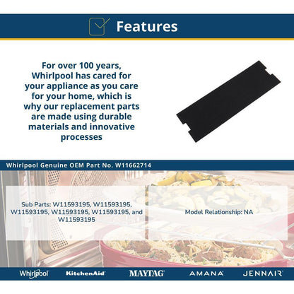 Whirlpool W11662714 Microwave Hood Combination Charcoal Filter for WMMF5930P, KMMF330P, MMMF6030P Models (19-IN X 6.25-IN)