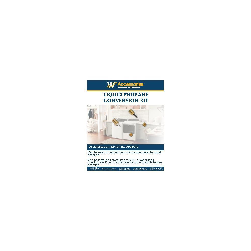 Maytag W11581316 Gas Dryer Conversion Kit fits 29" dryers, propane-orifice size-54, butane-orifice size-55