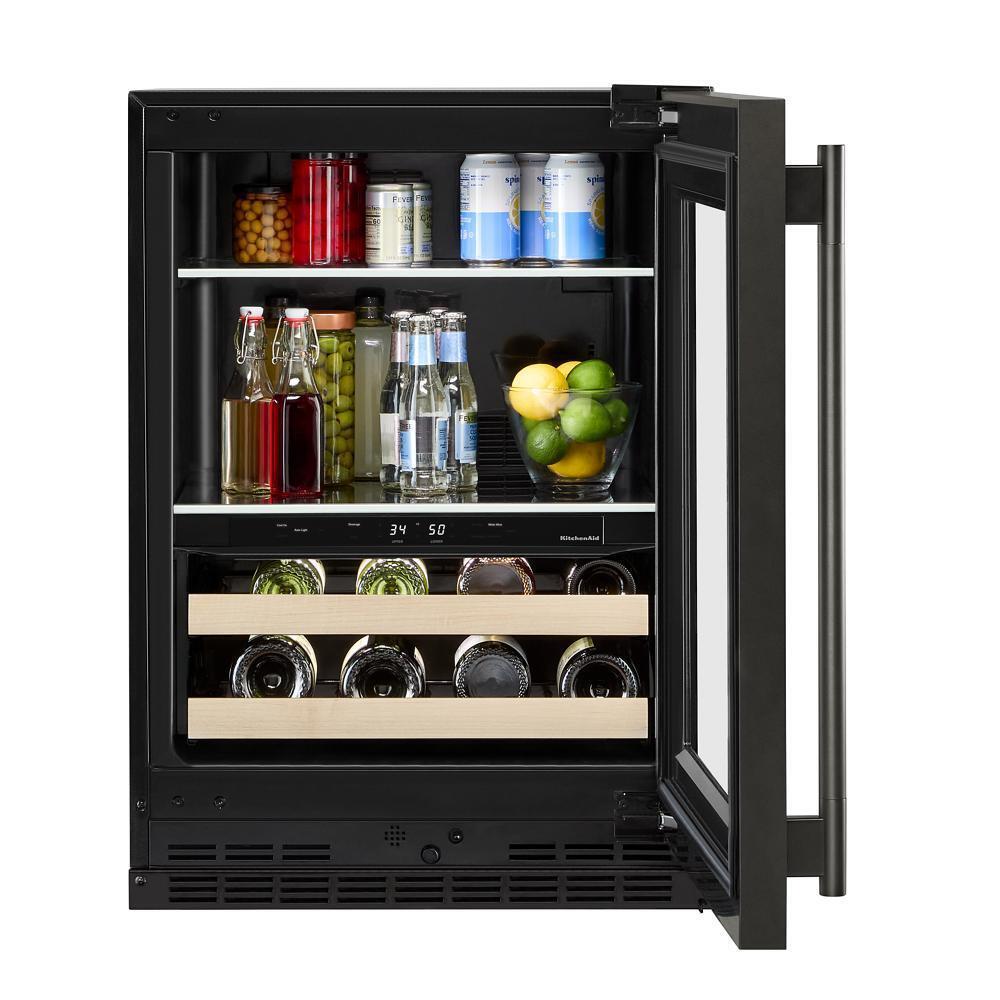 Kitchenaid KUBR524SBE 24" Beverage Center with Glass Door and Wood-Front Racks
