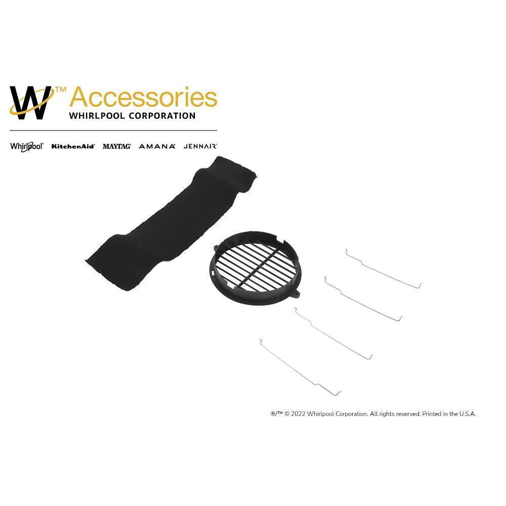 Whirlpool W10356918 30" Range Hood Recirculation Kit with (1) charcoal filter, (1) black vent cover and (4) mounting brackets
