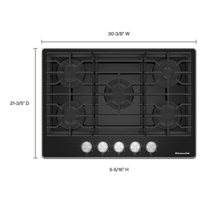 Kitchenaid KCGG530PBL 30" Gas-on-Glass Cooktop