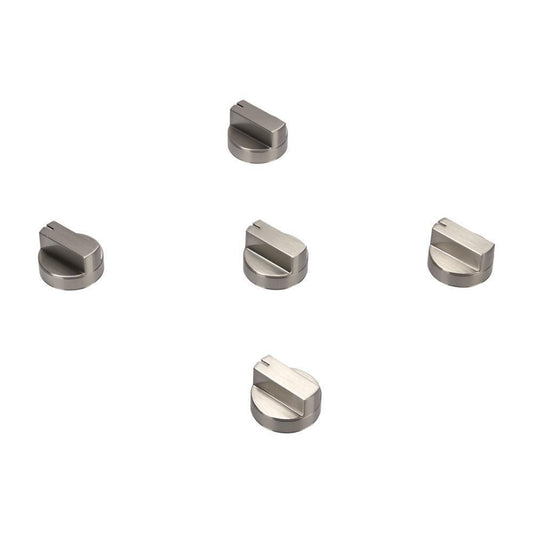 Kitchenaid W10678586 JennAir Pro-Style Gas Cooktop Knobs with High-Gloss Textured Outer Ring (Set of 5) - Stainless Steel for Models JGC1536BS AND JGC1530BS