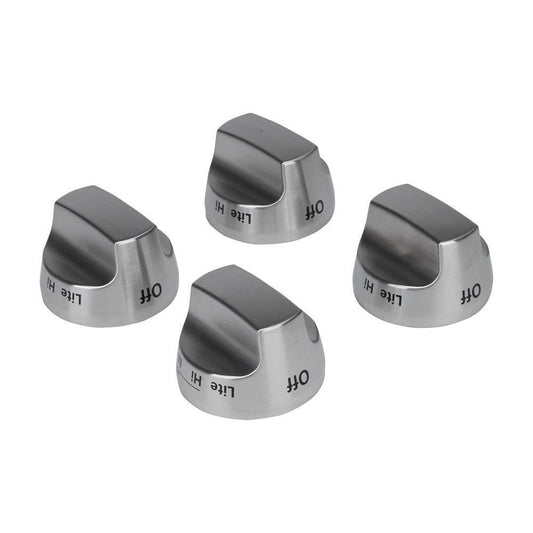 Whirlpool W10231702 KitchenAid 30-IN Range Bladed, Stemless, Brushed Burner Knobs Kit (Set of 4) - Stainless Steel
