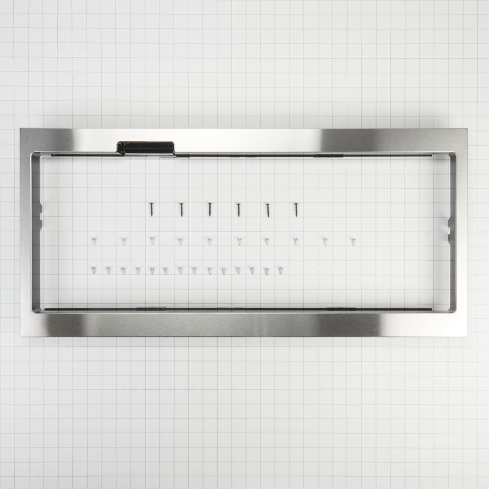 Whirlpool W11451314 Built-In Low Profile Microwave Slim Trim Kit with Pocket Handle, Stainless Steel, fits cut-out height 12"