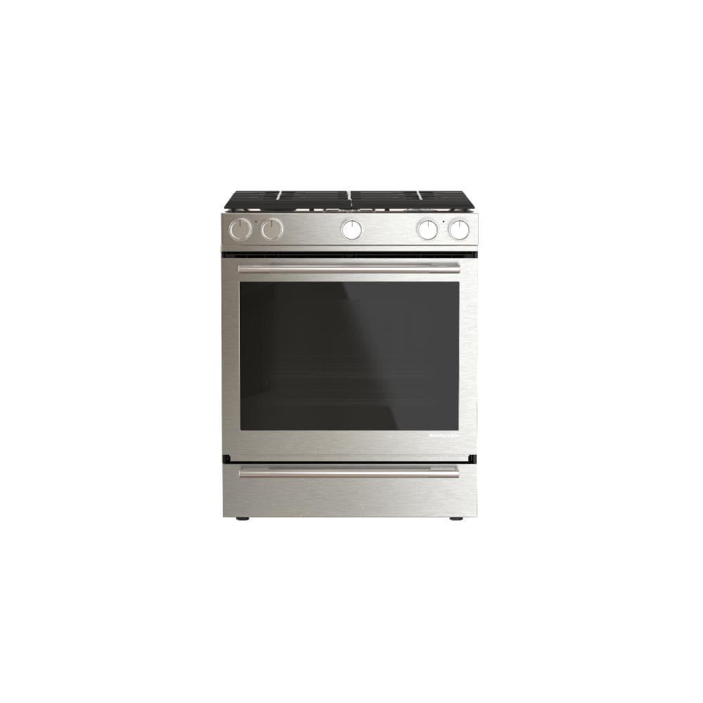 Kitchenaid KSGS730TPS 30-Inch 5 Burner Gas Convection Slide-In Range with Baking Drawer