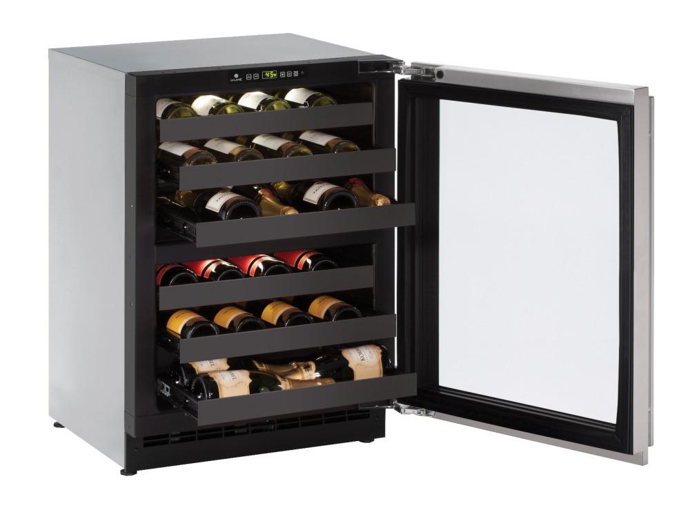 U-Line 24" Dual-zone Wine Refrigerator With Stainless Frame Finish and Left-hand Hinge Door Swing (115 V/60 Hz Volts /60 Hz Hz)