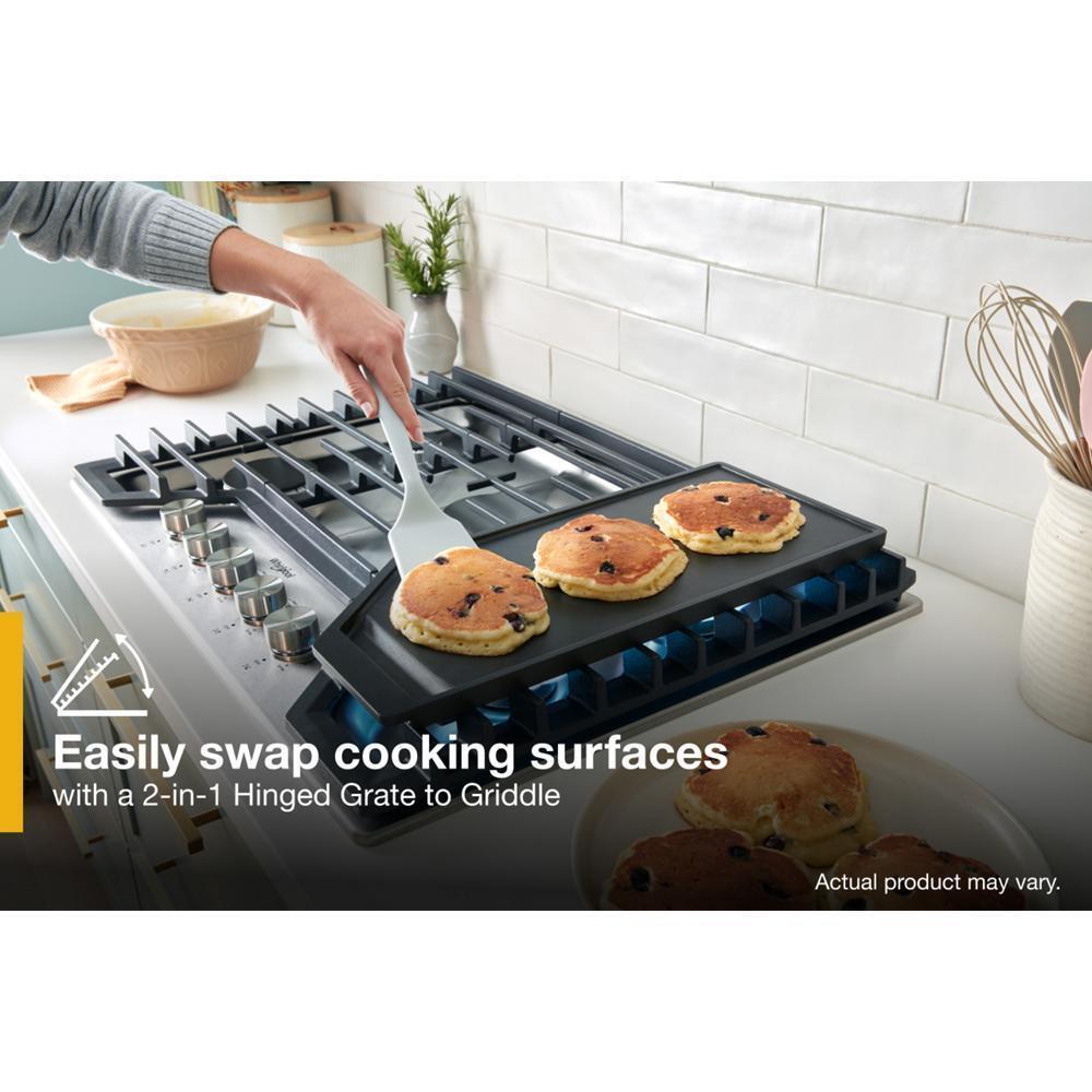 Whirlpool WCGK7530PS 30-inch Gas Cooktop with 5 Burners and EZ-2-Lift™ Hinged Cast-Iron Grates and Griddle