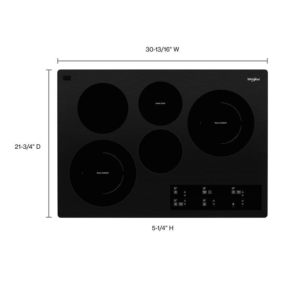 Whirlpool WCE97US0KB 30-inch Electric Ceramic Glass Cooktop with Two Dual Radiant Elements