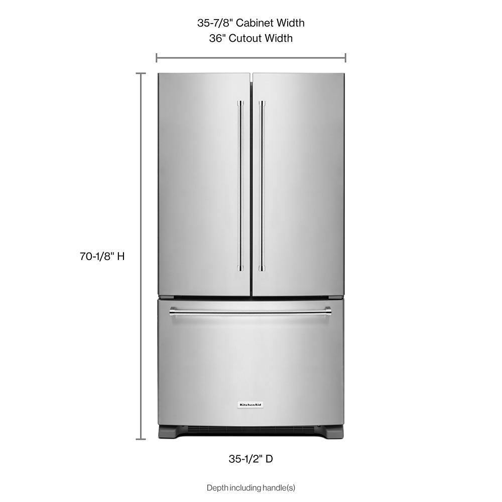 Kitchenaid 25 Cu. Ft. 36-Width Standard Depth French Door Refrigerator with Interior Dispense