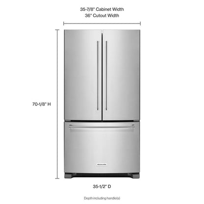 Kitchenaid KRFF305ESS 25 Cu. Ft. 36-Width Standard Depth French Door Refrigerator with Interior Dispense