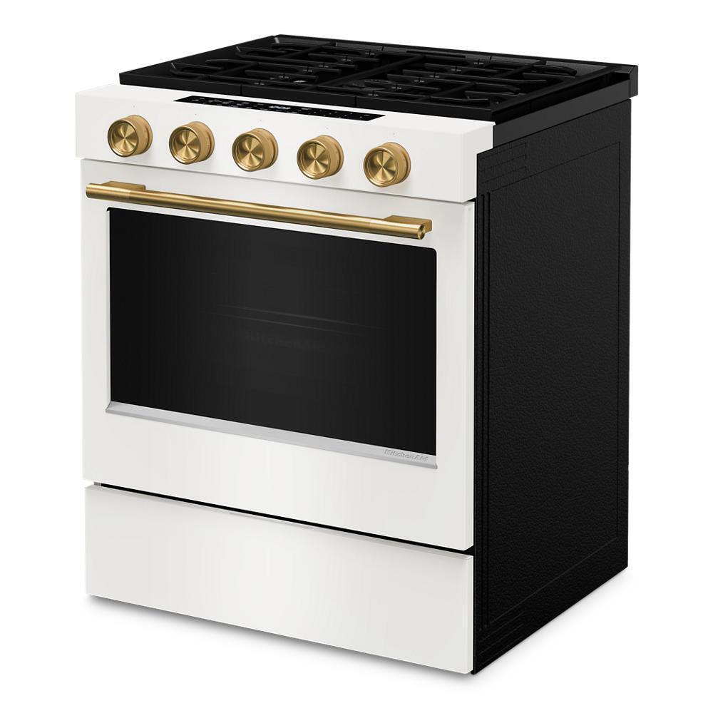 Kitchenaid KSGS530SPL 5.0 Cu. Ft. Smart Slide-in Gas Range with Convection Cooking Modes and 2-in-1 Burner