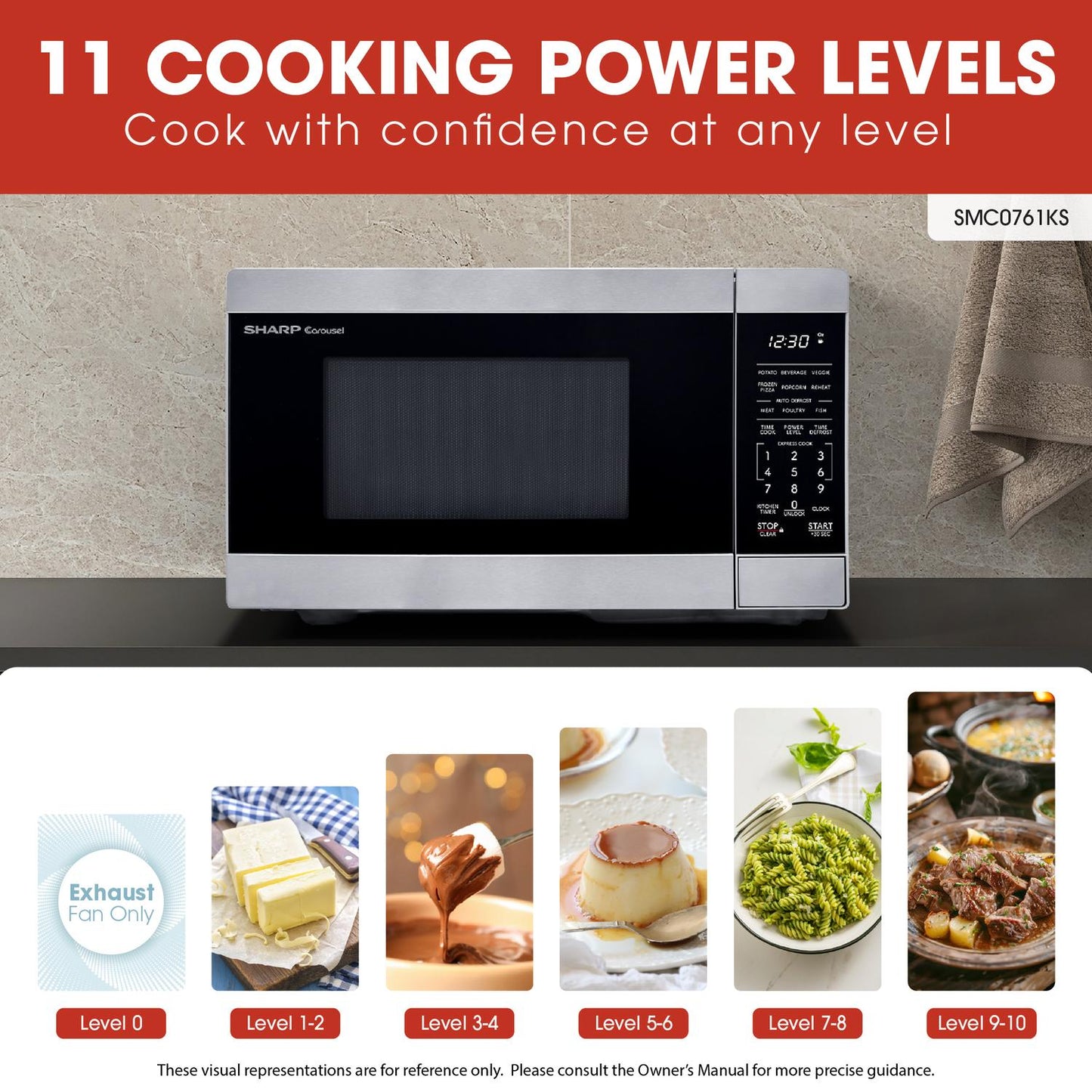 SMC0761KS Sharp 0.7 cu. ft. 700W Stainless Steel Countertop Microwave Oven