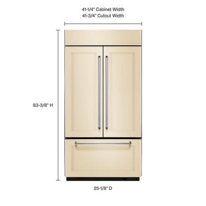 Kitchenaid KBFN502EPA 24.2 Cu. Ft. 42" Width Built-In Panel Ready French Door Refrigerator with Platinum Interior Design