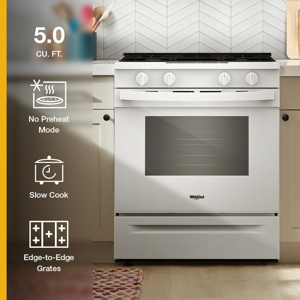 Whirlpool WSGS3330TW 30-inch Gas Range with No Preheat Mode and Slow Cook