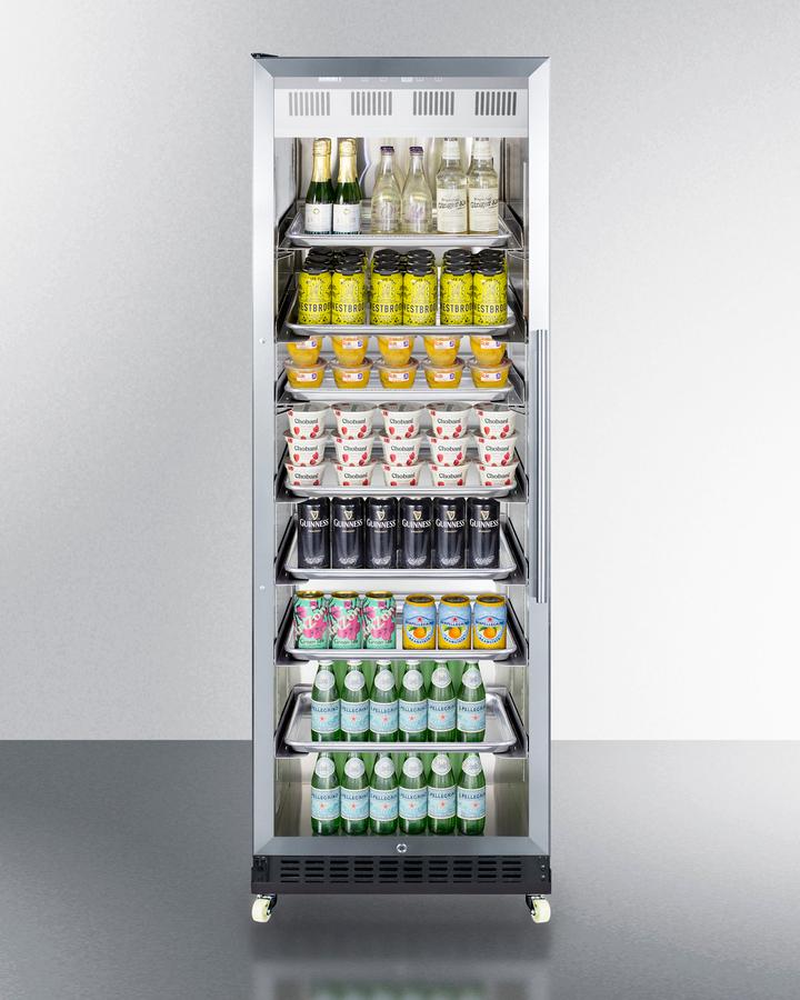 Summit SCR1401LHRICSS 24" Wide Mini Reach-in Beverage Center With Dolly