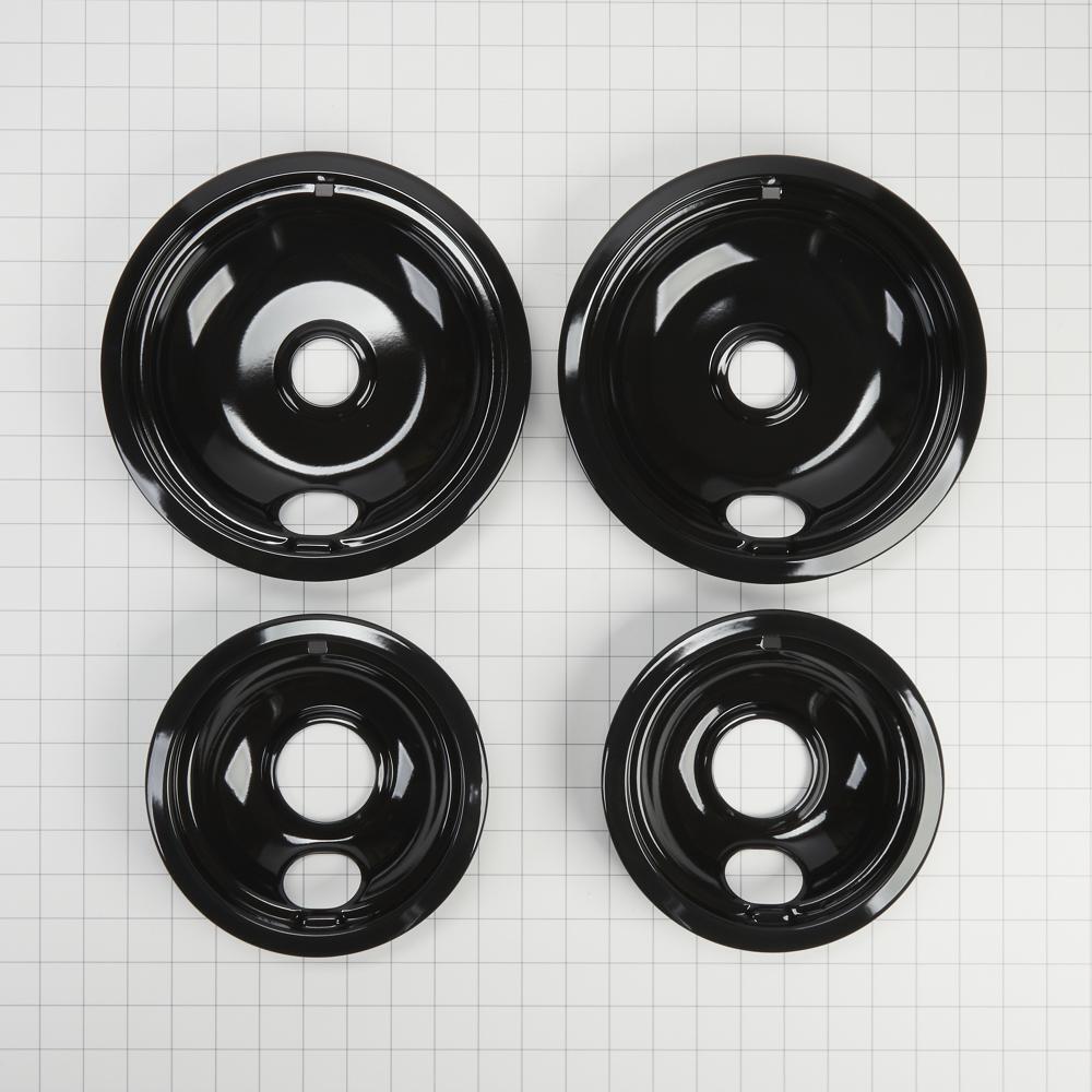 Maytag W10288051 Range Electric/Cooktop 4-Pack Round Drip Bowls (Two 6-IN and Two 8-IN) - Black for Non-Hinged, 2-Wire Plug Cooking Elements