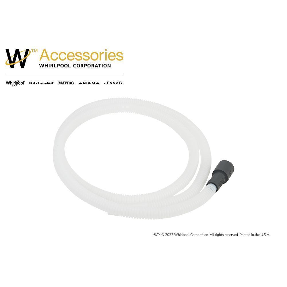 Whirlpool 8269144A Dishwasher Drain Hose Extension, White-colored, with 6' flexible corrugated plastic hose for tall tub models