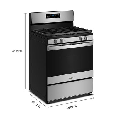 Whirlpool WFGS3130TS 30-inch Gas Range with Crispy Mode and Dishwasher Safe Grates