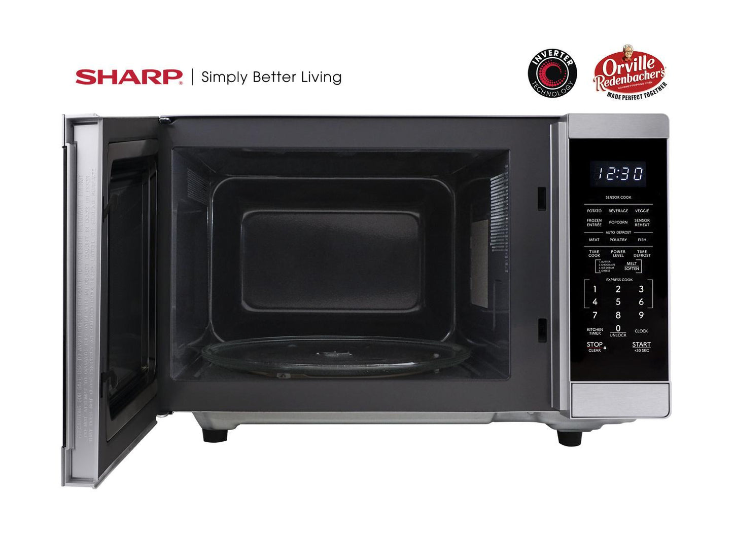 SMC1464KS Sharp 1.4 cu. ft. 1100W Stainless Steel Countertop Microwave Oven with Inverter Technology