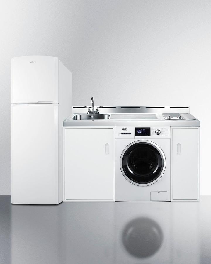 Summit ACKSPWD821G 83" Wide All-in-one Kitchenette With Washer/dryer Combo